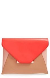 Sole Society Colorblock Faux Leather Envelope Clutch in Red at Nordstrom